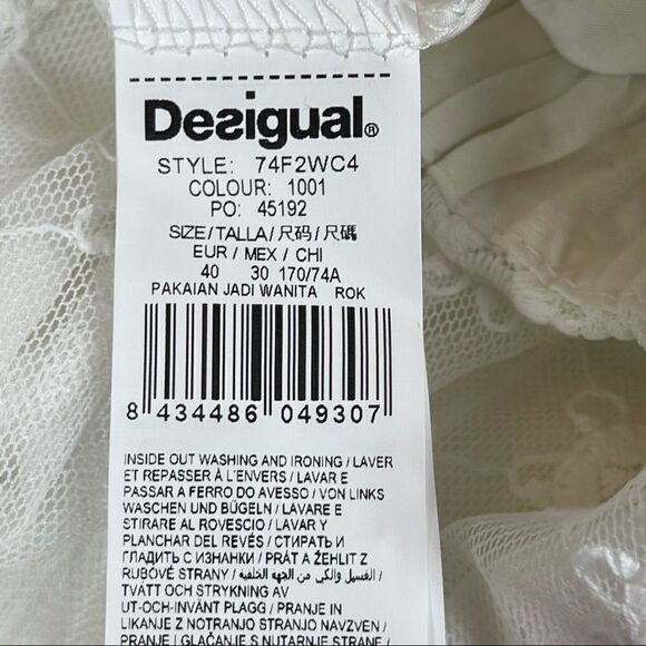 NWT Desigual Skirt White Lace Long Women's Size EU 40 Maxi Lined - Picture 6 of 11